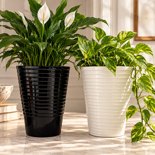 Black white ceramic round - black,
